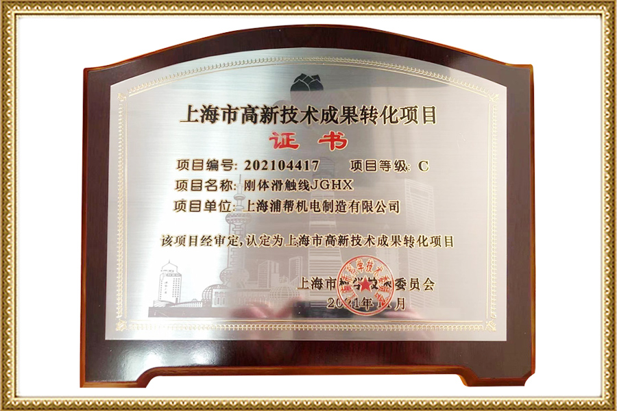 上海市高新技术成果转化项目证书